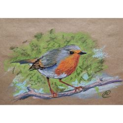 oil pastel painting original wall art - bird zaryanka - 019