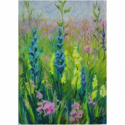 OIL PASTFL Painting - SUMMER SMELL - Original Art, Floral Wall Art, Oil pastel Artwork - 033
