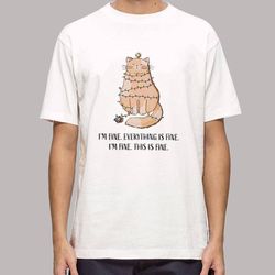 im fine everything is fine christmas lights cat shirt