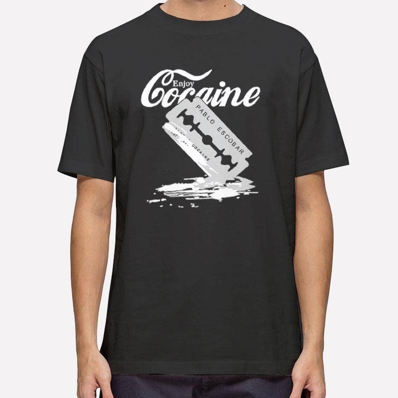Enjoy Cocaine Drug Razor Blade T Shirt.jpg