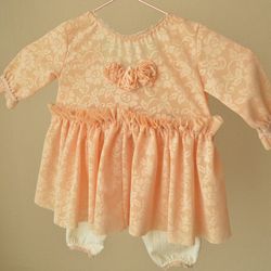 Sitter girl 12-18 month beige floral lace dress and pants outfit photo prop