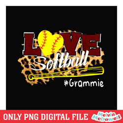 love grammie leopard softball bat sport png, mother day png, digital download