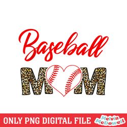 baseball mom leopard heart softball sport png, mother day png, digital download, bunny ball