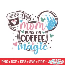 this mom runs on coffee and magic mouse svg, disney svg ,disney mickey svg , digital download