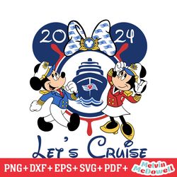 let's cruise 2024 disney captain mickey couple svg, disney svg ,disney mickey svg , digital download file