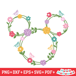 mickey mouse head floral svg, disney svg ,disney mickey svg , digital download
