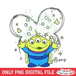 mickey head and little green aliens png, disney png ,mickey mouse disney, digital download