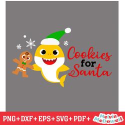 cookies for santa christmas yellow baby shark svg, shark doo doo svg, digital download