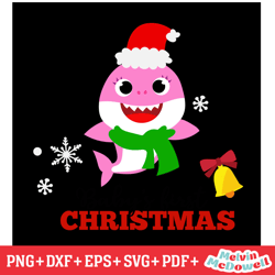 christmas day santa baby shark pink svg, shark doo doo svg, digital download