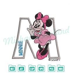 alphabet badge minnie mouse disney embroidery, disney embroidery, digital embroidery,embroidery files