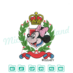 minnie mouse disneyland badge logo embroidery, disney embroidery, digital embroidery,embroidery files