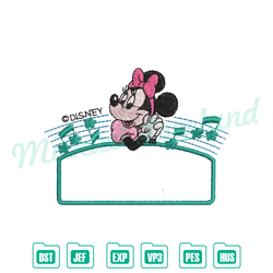 minnie mouse disney music note embroidery, disney embroidery, digital embroidery,embroidery files