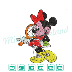 minnie mouse plays tennis embroidery , disney embroidery, digital embroidery,embroidery files
