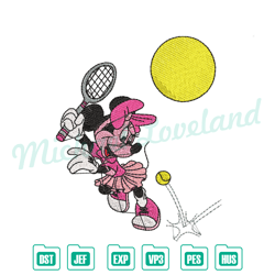 minnie mouse playing tennis embroidery , disney embroidery, digital embroidery,embroidery files