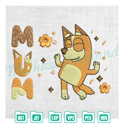 mum bluey bingo family floral mother day embroidery ,embroidery design, digital embroidery,embroidery files