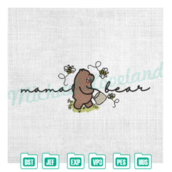 mama bear winnie the pooh love bee embroidery ,embroidery design, digital embroidery,embroidery files