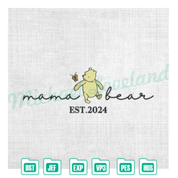 mama bear winnie the pooh love butterfly embroidery ,embroidery design, digital embroidery,embroidery files