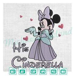 minnie his cinderella couple matching embroidery , embroidery design file, digital embroidery