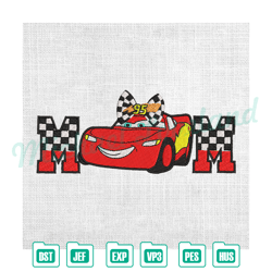 mom cars lightning mcqueen 95 embroidery , embroidery design file, digital embroidery