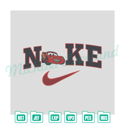 lightning mcqueen nike embroidery design, logo embroidery, nike design, digital embroidery
