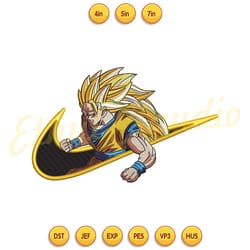 nike goku design embroidery ,nike logo embroidery , digital embroidery,embroidery