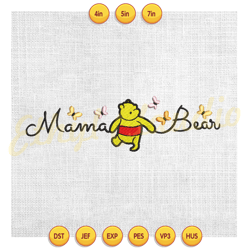 mama bear winnie the pooh butterflies embroidery ,embroidery design, digital embroidery,embroidery file