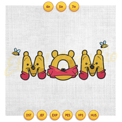 mom winnie the pooh disney mother day embroidery ,embroidery design, digital embroidery