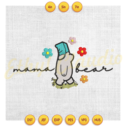 mama bear winnie the pooh daisy flower embroidery ,embroidery design, digital embroidery