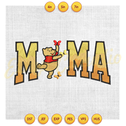 mama love winnie the pooh mother day embroidery ,embroidery design, digital embroidery, embroidery file