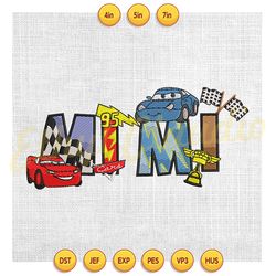 mimi disney pixar cars lightning mcqueen friends embroidery , embroidery design, digital embroidery