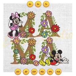 mama floral mickey and minnie mouse mother day embroidery , embroidery design, digital embroidery file