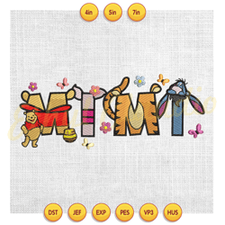 mimi winnie pooh and friends mother day embroidery , embroidery design, digital embroidery file