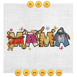 mama winnie the pooh and friends mother day embroidery , embroidery design, digital embroidery file