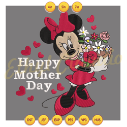 happy mother day daisy minnie mouse mother day embroidery , embroidery design, digital embroidery file