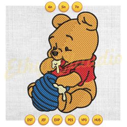 winnie the pooh love honey pot embroidery ,digital embroidery,embroidery file