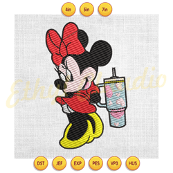 disney minnie mouse stanley cup embroidery ,digital embroidery, embroidery file