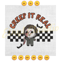 creep it real chibi michael myers killer halloween embroidery ,digital embroidery, embroidery file