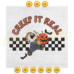 creep it real michael myers pumpkin killer halloween embroidery ,digital embroidery, embroidery file