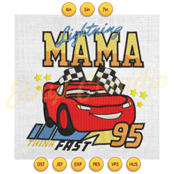 lightning mama mcqueen cars embroidery ,digital embroidery, embroidery file