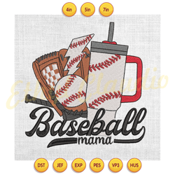baseball mama sport baseball stanley embroidery ,digital embroidery, embroidery file