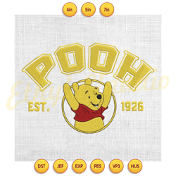 winnie the pooh bear est 1926 embroidery ,digital embroidery, embroidery file
