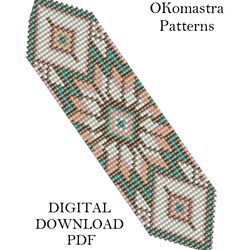 Bead embroidery pattern on a loom in PDF format. Just download the PDF. Beading.Beaded bracelet on a loom Miyuki delica.