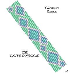 Embroidery pattern on a loom in PDF format. Just download the PDF. Beading.Beaded bracelet on a loom Miyuki delica.
