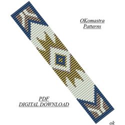 Beading.Bead embroidery pattern on a loom in PDF format. Just download the PDF. Beaded bracelet on a loom Miyuki delica.