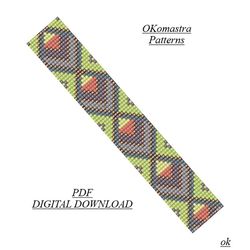 Beaded bracelet on a loom Miyuki delica.Simple and easy to follow bead embroidery patterns.