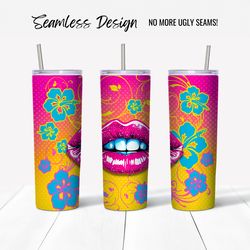 Pop Art Lips Tumbler Wrap Design (Digital File)