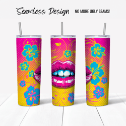 pop art lips tumbler wrap design (digital file)