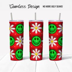 Red 3D Puff Smiley Face Tumbler Wrap Design (Digital File)