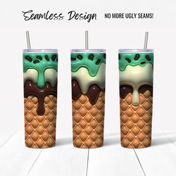 Ice Cream 1 - 3D Puff Tumbler Wrap Design (Digital File)