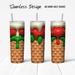 Ice Cream 2 - 3D Puff Tumbler Wrap Design (Digital File)